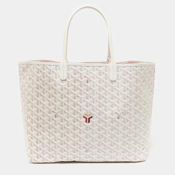 Pre Owned Goyard White/Pink Goyardine Coated Canvas and Leather Saint Louise Claire Voie PM Tote