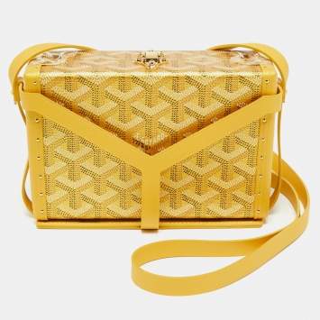 Pre Owned Goyard Yellow/Gold Coated Canvas and Leather Minaudiere Trunk Bag