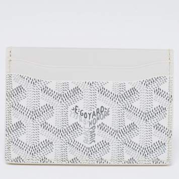 Pre Owned Goyard White Goyardine Coated Canvas and Leather Saint Sulpice Card Holder