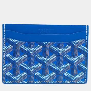 Pre Owned Goyard Blue Goyardine Coated Canvas and Leather Saint Sulpice Card Holder