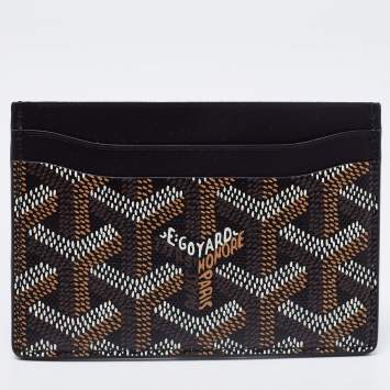 Pre Owned Goyard Black Goyardine Coated Canvas and Leather Saint Sulpice Card Holder