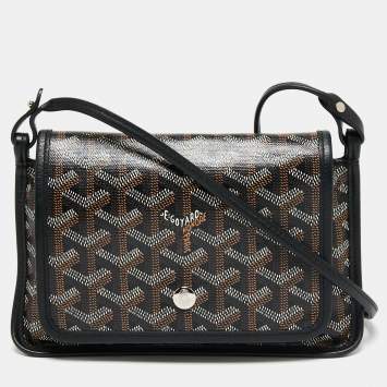 Pre Owned Goyard Black Goyardine Coated Canvas Plumet Crossbody Bag