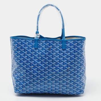 Pre Owned Goyard Blue Goyardine Coated Canvas and Leather Saint Louis PM Tote