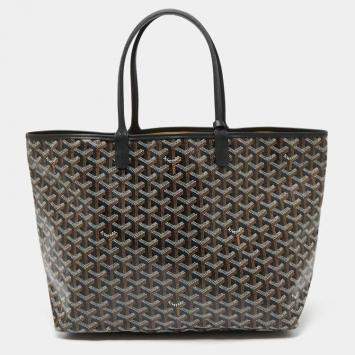 Goyard Black Goyardine Coated Canvas and Leather Saint Louis GM Tote