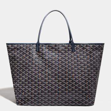Goyard Navy Blue Goyardine Coated Canvas and Leather Saint Louis GM Tote