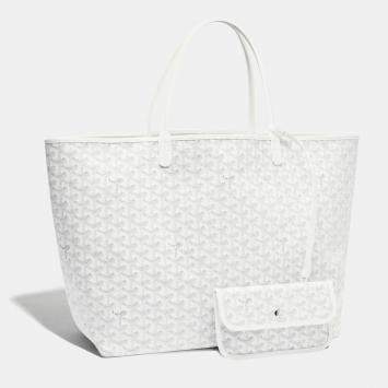 Goyard White Goyardine Coated Canvas and Leather Saint Louis GM Tote