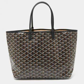 Goyard Black Goyardine Coated Canvas and Leather Saint Louis PM Tote