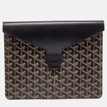 Goyard Blue Goyardine Coated Canvas And Leather Commando Envelope 2 Large Pouch Clutch