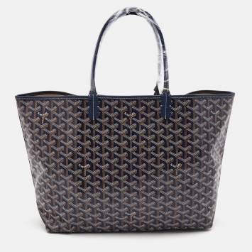Goyard Navy Blue Goyardine Coated Canvas and Leather Saint Louis PM Tote