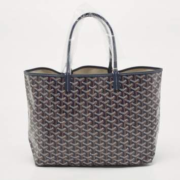 Goyard Navy Blue Goyardine Coated Canvas and Leather Saint Louis PM Tote