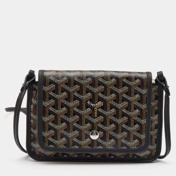 Pre Owned Goyard Black Goyardine Coated Canvas Plumet Crossbody Bag