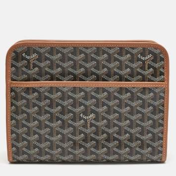 Goyard Brown Goyardine Coated Canvas and Leather Jouvence MM Toiletry Pouch