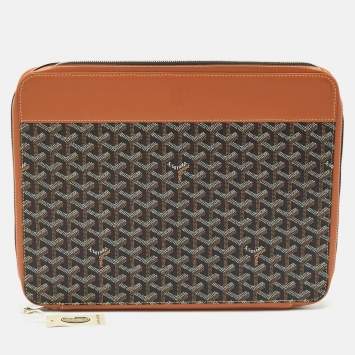 Pre Owned Goyard Brown Goyardine Coated Canvas and Leather Document Case