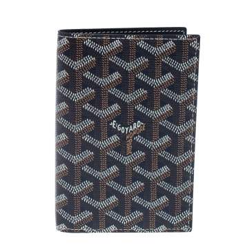 Pre Owned Goyard Blue Goyardine Coated Canvas Grenelle Passport Holder