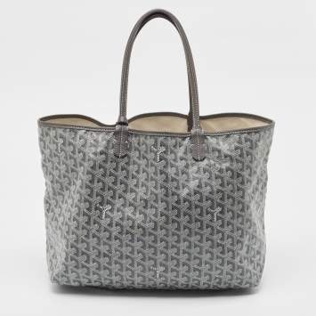 Pre Owned Goyard Grey Goyardine Coated Canvas and Leather Saint Louis PM Tote