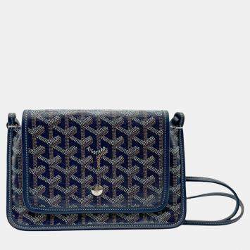 Goyard Navy Goyardine Canvas Plumet Pocket Wallet