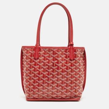 Goyard Red Goyardine Coated Canvas and Leather Anjou Mini Reversible Bag