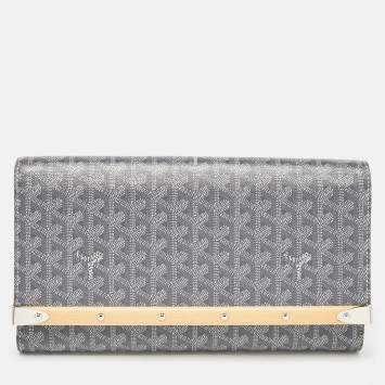 Goyard Grey Goyardine Coated Canvas Monte Carlo Bois Clutch