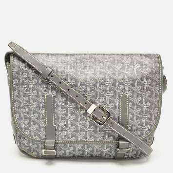 Goyard Grey Goyardine Coated Canvas Belvedere MM Saddle Bag