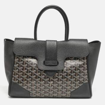 Goyard Black Goyardine Coated Canvas and Leather Saigon Tote