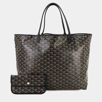 Goyard Black Leather Saint Louis Gm Herringbone Tote Bag 