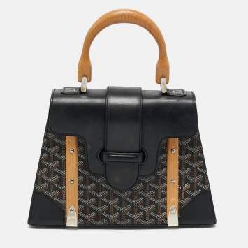 Goyard Black Goyardine Coated Canvas and Leather PM Saigon Top Handle Bag