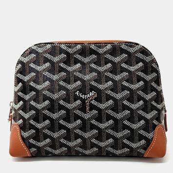 Goyard Black Brown Leather Vendome Pouch