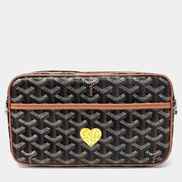 Goyard Black Brown PVC Macaque Cafere Crossbody Bag