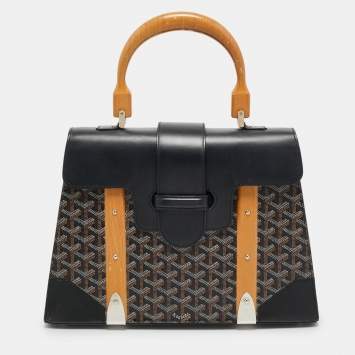 Goyard Black Goyardine Coated Canvas and Leather Saigon MM Top Handle Bag