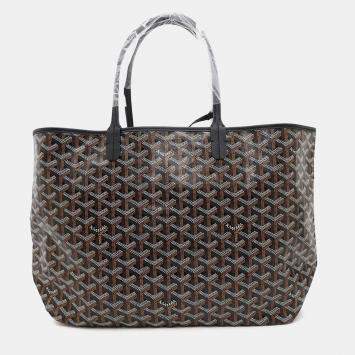 Goyard Saint Louis PM Black PVC Coated Canvas Leather Tote Bag