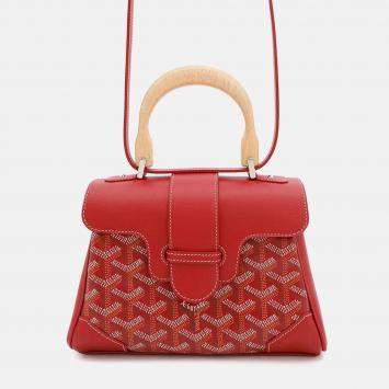 Goyard Saigon Red minty Leather Pvc Coated Canvas Size Mini
