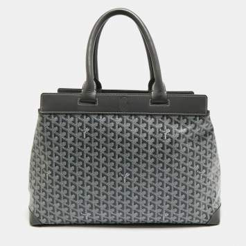 Pre Owned Goyard Grey Goyardine Coated Canvas Bellechasse GM Tote