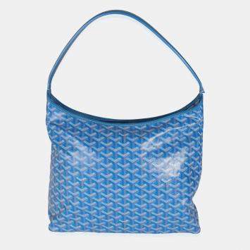 Pre Owned Goyard Blue Goyardine Canvas Boheme Hobo Bag