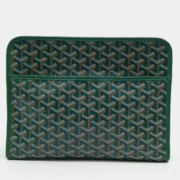 Goyard Brown Green Coated Canvas and Leather Jubilee GM