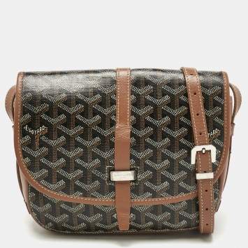 Pre Owned Goyard Brown Goyardine Coated Canvas Belvedere ll PM Bag