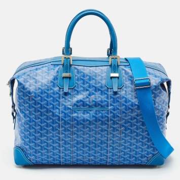 Goyard Blue Goyardine Coated Canvas and Leather Boeing 45 Duffle Bag
