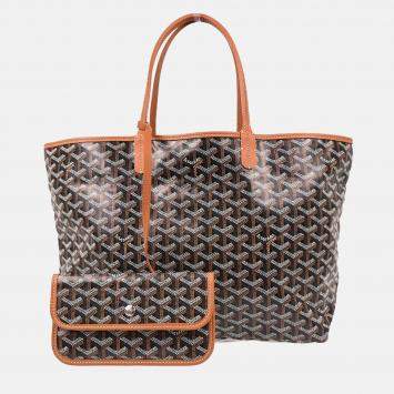 Pre Owned Goyard Saint Louis PM Black Goyardine Canvas Tote Bag