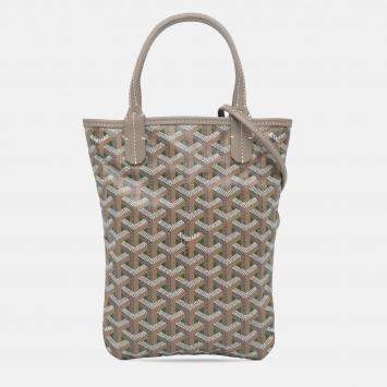 Pre Owned Goyard Poitiers Claire Voie Grey Goyardine Shoulder Bag