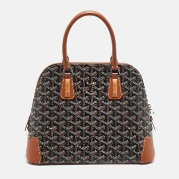 Pre Owned Goyard Brown Goyardine Coated Canvas and Leather Vendome PM Satchel