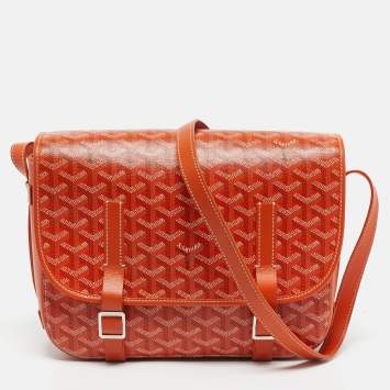 Pre Owned Goyard Orange Goyardine Coated Canvas Belvedere MM Saddle Bag