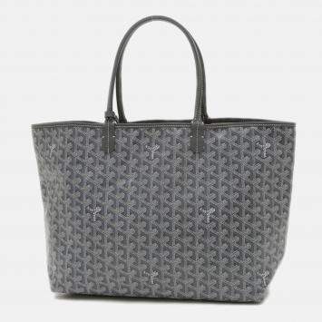 Pre Owned Goyard Saint Louis PM Grey Goyardine Canvas Tote Bag