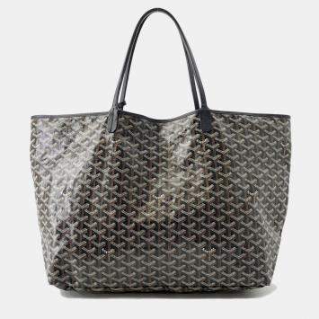Pre Owned Goyard Saint Louis GM Black PVC Leather Tote Bag
