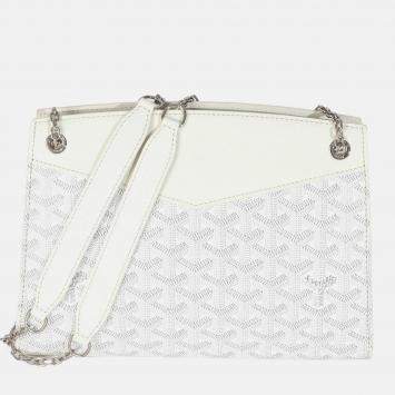 Pre Owned Goyard White Goyardine Canvas Rouette Structure PM