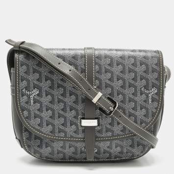 Pre Owned Goyard Grey Goyardine Coated Canvas and Leather Belvedere ll PM Bag