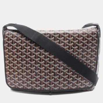 Pre Owned Goyard Capesian Black Multicolor Coated Canvas Leather MM Shoulder Bag