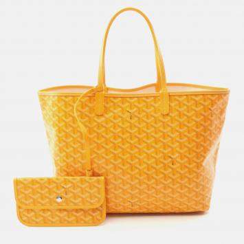 Pre Owned Goyard Saint Louis Pm Tote Bag Coated Canvas Orange Multicolor