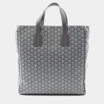 Pre Owned Goyard Sac Voltaire Tote Bag Coated Canvas Leather Gray White