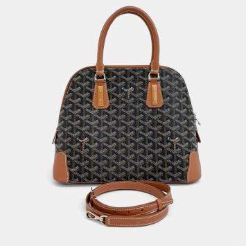 Pre Owned Goyard Black Brown PVC Vendome PM bag + strap