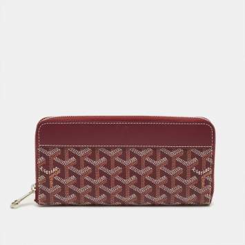 مملوكة مسبقًا محفظة ماتيغنون من غويارد بقماش مغلف غويردين بورغندي كبير جداً