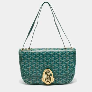 Pre Owned Goyard Green Goyardine Coated Canvas and Leather 223 Bag
